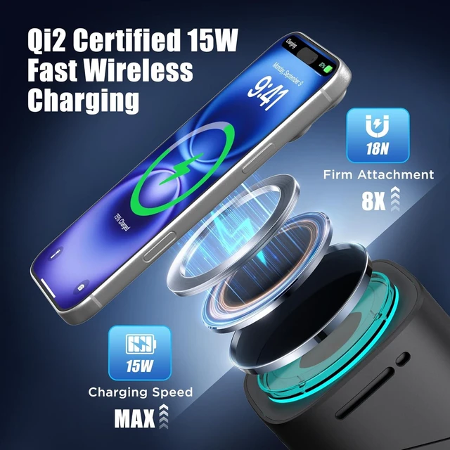 Alt view image 3 of 7 - 6-in-1 Charging Station, Desktop Charger with QI2 15W Wireless & 65W USB-C Hub, 3 USB-C + USB-A, Smart Power for iPhone, Android, Earbuds, Watch, Laptop for Office Desk & Nightstand (Desert)