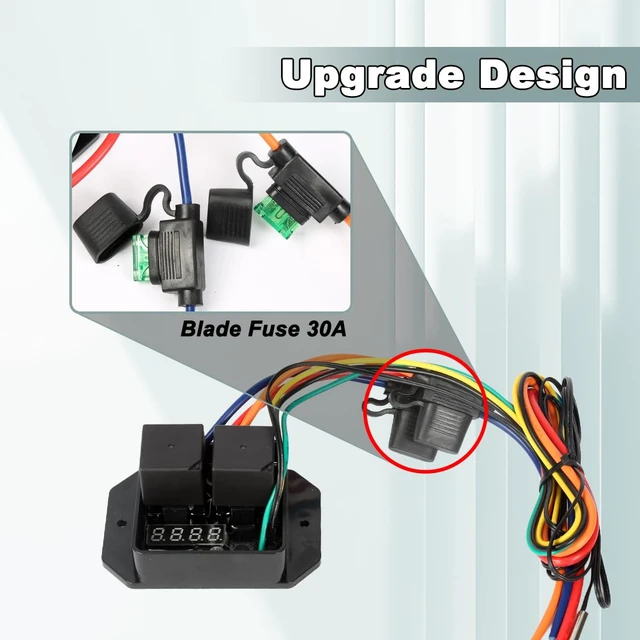 Alt view image 5 of 7 - Digital Thermatic Fan Switch Kit #0444,12V and 24V, Adjustable Temperature Range Digital Electric Thermatic Dual Electric Fan Switch Kit