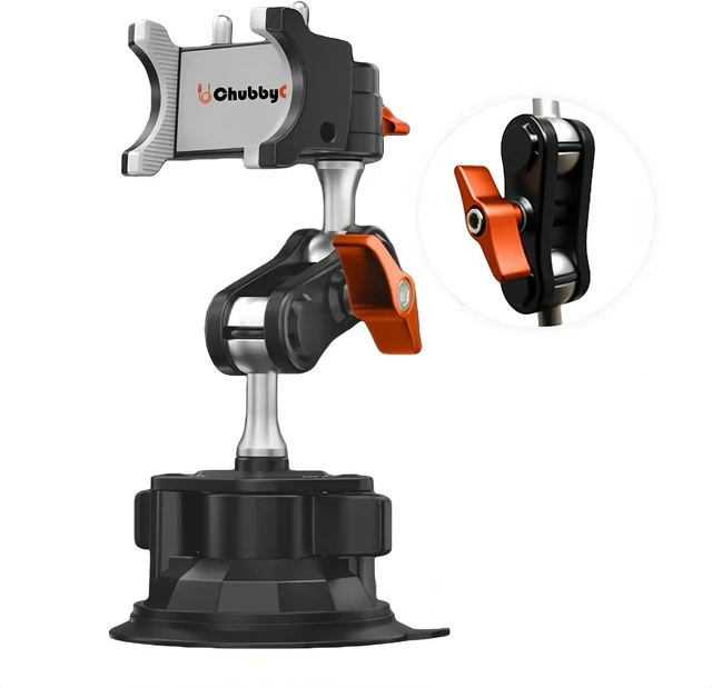 Main image of ChubbyGrip Car Phone Holder 360° Adjustable Cell Phone Car Mount Ultra-Durable Metal Car Phone Mount for Windshield, Suction Cup Phone Mount for iPhone All Smartphone, Clamp