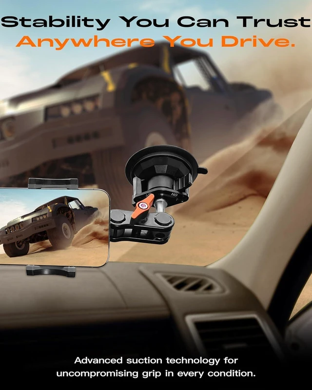 Alt view image 2 of 7 - ChubbyGrip Car Phone Holder 360° Adjustable Cell Phone Car Mount Ultra-Durable Metal Car Phone Mount for Windshield, Suction Cup Phone Mount for iPhone All Smartphone, Clamp