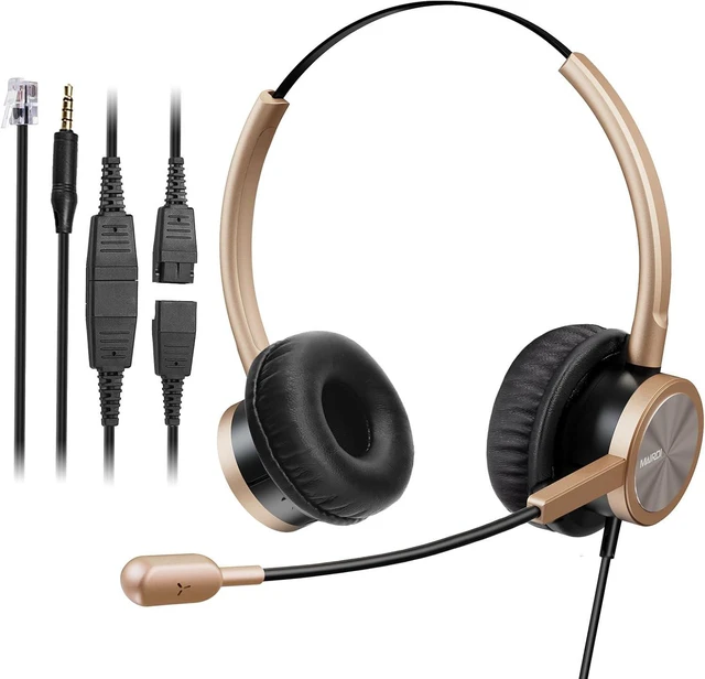 Main image of Phone Headset with RJ9 & 3.5mm Jacks for Call Center Deskphone Cell Phone PC Laptop, Office Landline Telephone Headset with Microphone Noise Canceling for Polycom Avaya Nortel