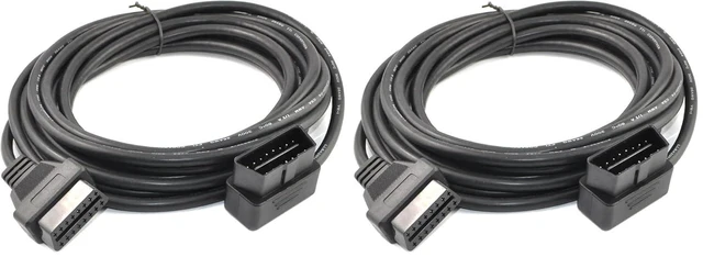 Main image of 5M/16.4ft OBD II Cable OBD2 16 Pin Right/Left Angle Male to Female OBD Extenstion Cable for Car Auto Diagnostic Extender Cord Adapter (Pack of 2)