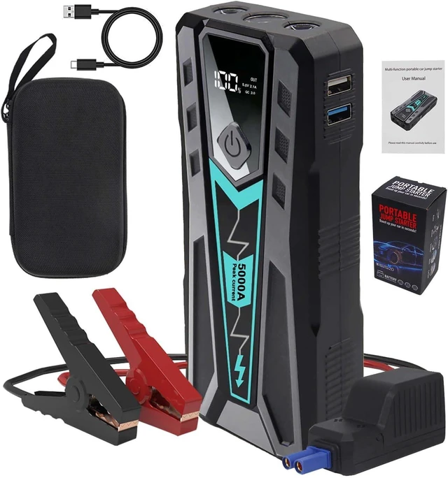 Main image of 5000A Car Jump Starter, Portable Battery Jump Starter for Car with Hard Case Bag, 12000mAh Power Bank Jump Pack for 10.0L Gas/9.0L Diesel Engines with LED Flashlight