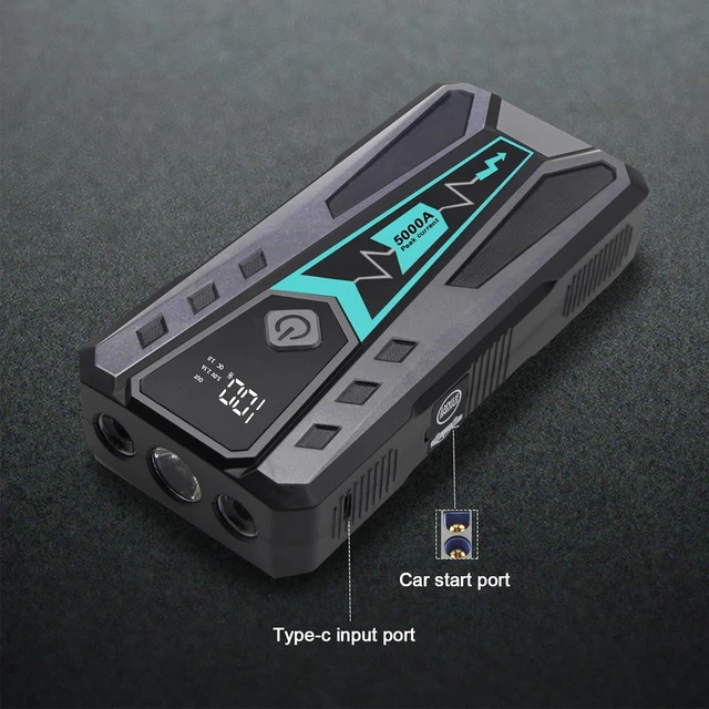 Alt view image 6 of 7 - 5000A Car Jump Starter, Portable Battery Jump Starter for Car with Hard Case Bag, 12000mAh Power Bank Jump Pack for 10.0L Gas/9.0L Diesel Engines with LED Flashlight