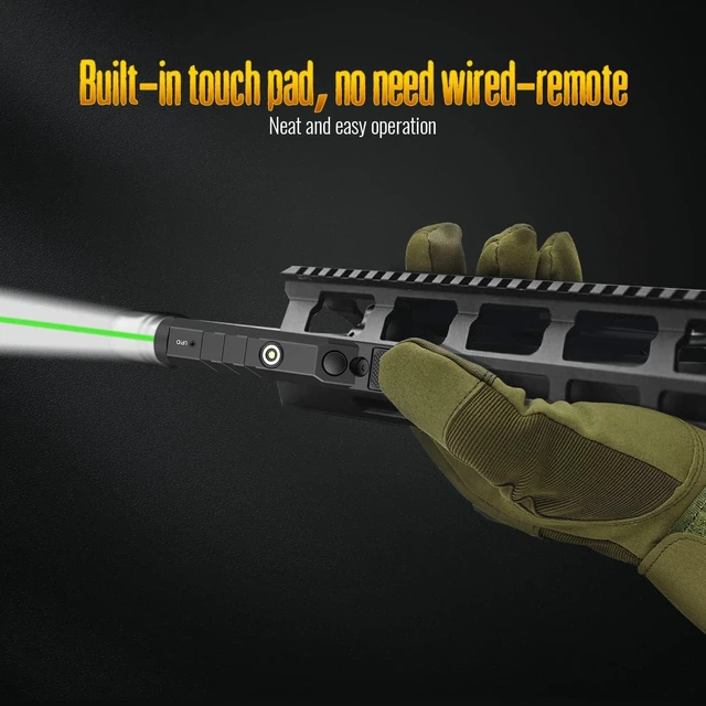 Alt view image 2 of 7 - 1600 Lumens Green Laser Light Combo Compatible with M-Lok/Picatinny for Rifle, Weapon Light with with Momentary Strobe, Rechargeable