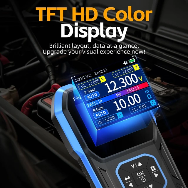 Alt view image 3 of 7 - HRM-10 Voltage Internal Resistance Battery TesterBattery Voltage Meter for Types of Batteries, Car Battery Tester, AAA AA Battery, 100V 200, Digital Battery Analyzer for Household Automotive