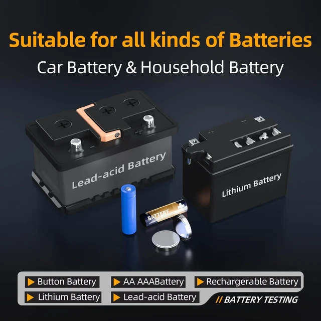Alt view image 7 of 7 - HRM-10 Voltage Internal Resistance Battery TesterBattery Voltage Meter for Types of Batteries, Car Battery Tester, AAA AA Battery, 100V 200, Digital Battery Analyzer for Household Automotive