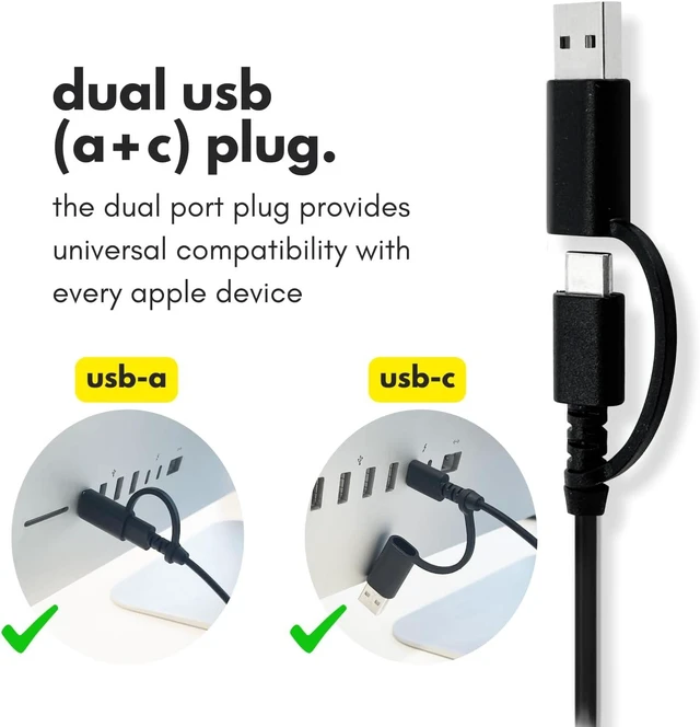 Alt view image 3 of 7 - USB C Wired Keyboard for Mac (USB C + USB A) Full Size Keyboard with 22 Shortcuts, Quiet Typing, for MacBook, iMac, MacMini, iPad Black