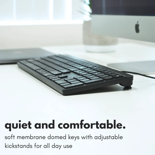 Alt view image 4 of 7 - USB C Wired Keyboard for Mac (USB C + USB A) Full Size Keyboard with 22 Shortcuts, Quiet Typing, for MacBook, iMac, MacMini, iPad Black