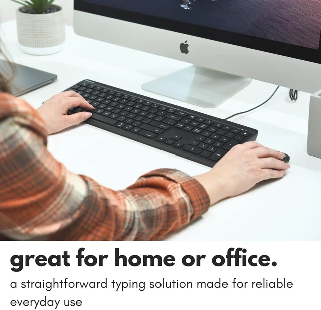 Alt view image 6 of 7 - USB C Wired Keyboard for Mac (USB C + USB A) Full Size Keyboard with 22 Shortcuts, Quiet Typing, for MacBook, iMac, MacMini, iPad Black