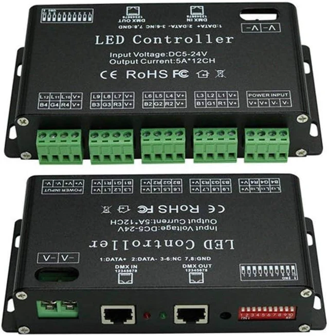 Alt view image 2 of 7 - 12 Channel DMX Decoder, RGB LED Light Strip Controller dmx512 Decoder Dimmer Driver DC5V-24V LED Module Light