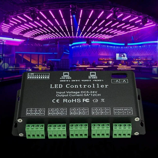 Alt view image 7 of 7 - 12 Channel DMX Decoder, RGB LED Light Strip Controller dmx512 Decoder Dimmer Driver DC5V-24V LED Module Light