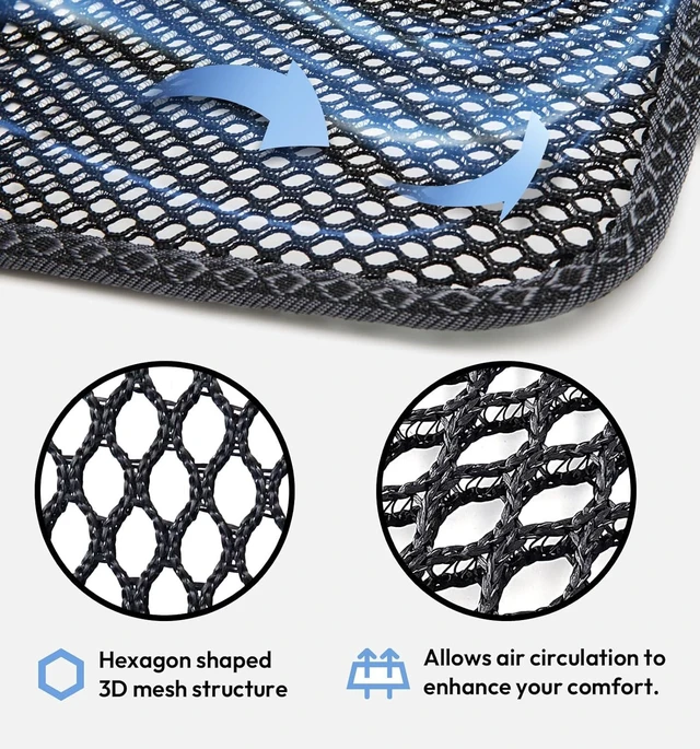 Alt view image 5 of 7 - Cool Double Breathable 3D Air Mesh Car Seat Cushion pad, Cool Chair seat, car seat Pads, Home Office Chair, Wheelchair, 41" x 15" - Black