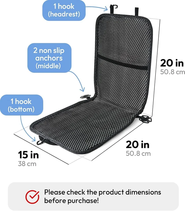 Alt view image 7 of 7 - Cool Double Breathable 3D Air Mesh Car Seat Cushion pad, Cool Chair seat, car seat Pads, Home Office Chair, Wheelchair, 41" x 15" - Black