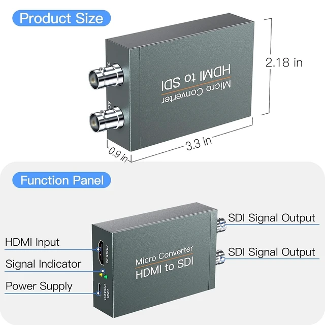 Alt view image 5 of 6 - HDMI to SDI, HDMI to 3G-SDI/HD-SDI Converter, Audio Embedder 2 Way SDI Converter Dual SDI Output Adapter Support 1080P for Camera Home Theater