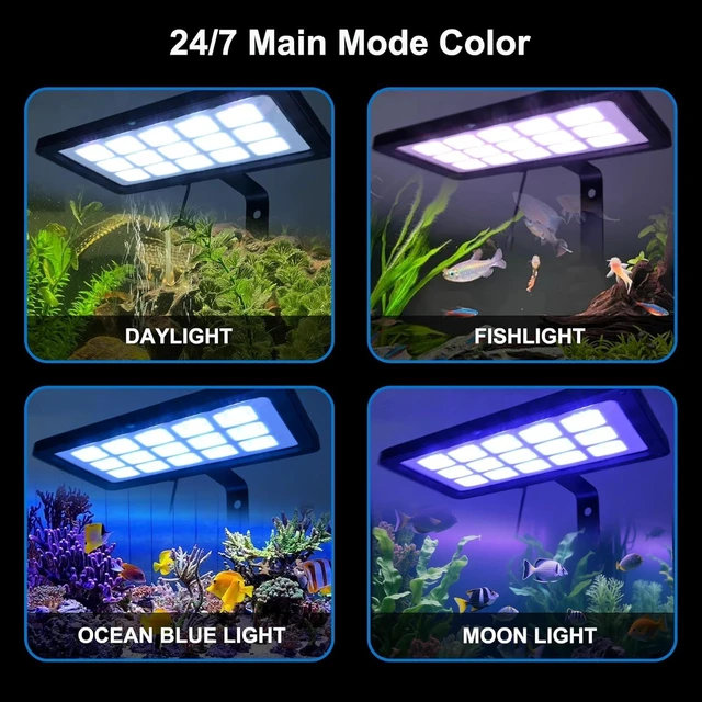 Alt view image 2 of 7 - LED Aquarium Light,Fish Tank Light,Clip On Aquarium Light for Plants,24/7 Clip On Fish Tank Light with Timer for 12-29 Inch Aquarium Plant Light,Full Spectrum 38W RGBW Aquarium Lights