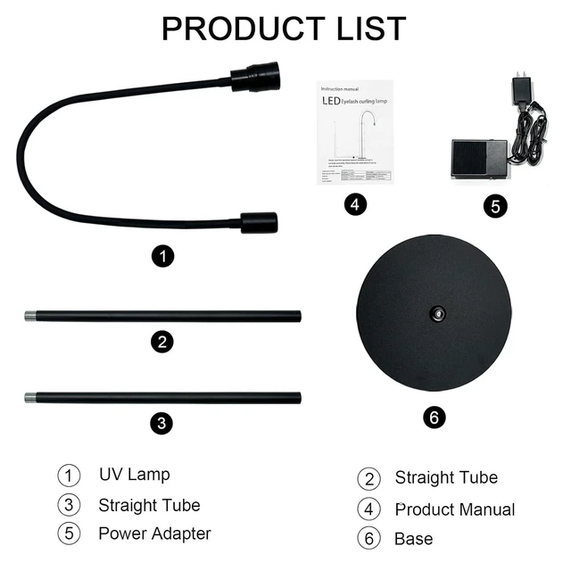 Alt view image 6 of 7 - UV Light for Lash Extension, Adjustable Lash Lamp, LED Foot Pedal UV Gel Curing Light