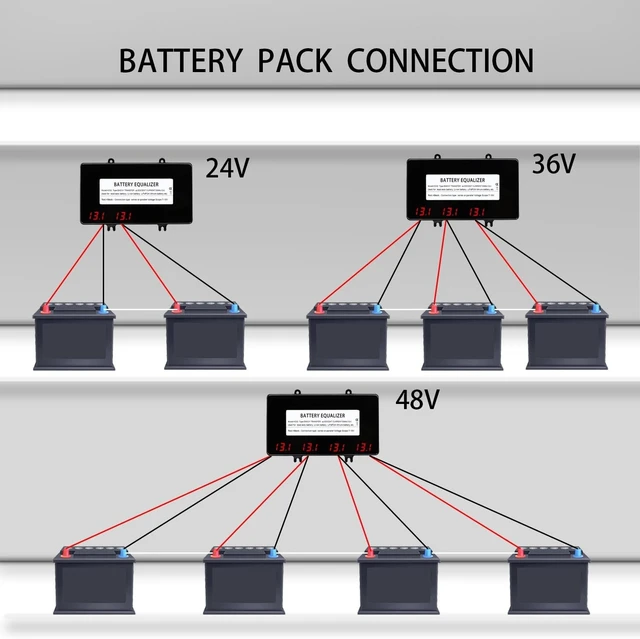 Alt view image 3 of 7 - 48V Battery Voltage Balancer 4 x 12V Equalizer with LED Display for 24V 36V 48V Gel AGM Flood Lead Acid, Lithium Battery (HC02 Balancer)