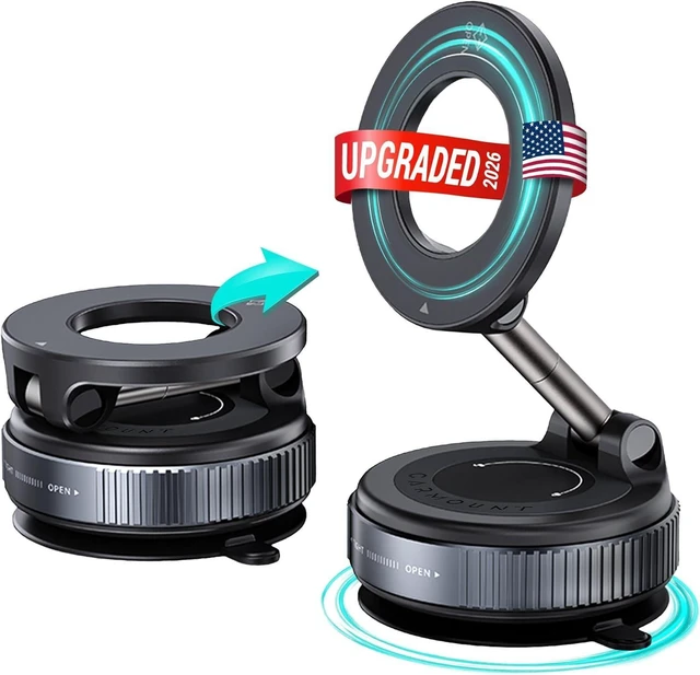 Main image of Clutch-X One Upgraded Vacuum Phone Mount Suction Cup Car Phone Holder for iPhone, Window Phone Mount, 360° Vacuum Magnetic Phone Holder for Car, Magnetic Phone Holder with Suction Cup