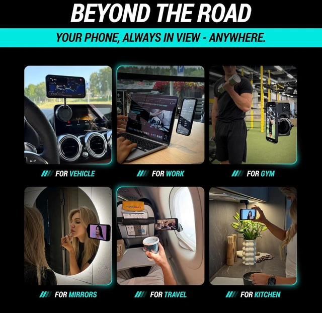 Alt view image 3 of 7 - Clutch-X One Upgraded Vacuum Phone Mount Suction Cup Car Phone Holder for iPhone, Window Phone Mount, 360° Vacuum Magnetic Phone Holder for Car, Magnetic Phone Holder with Suction Cup