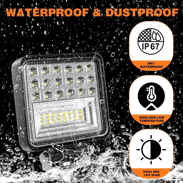 Alt view image 2 of 7 - LED Tractor Work Light 4 Inch 126W LED Light Pod 12V 24V Square Light Bars Spot Flood Off Road Lights Led Pods Driving Fog Light for Truck Golf Car RV Boat Grain Drill, Mower, Snowplow, 10Pcs