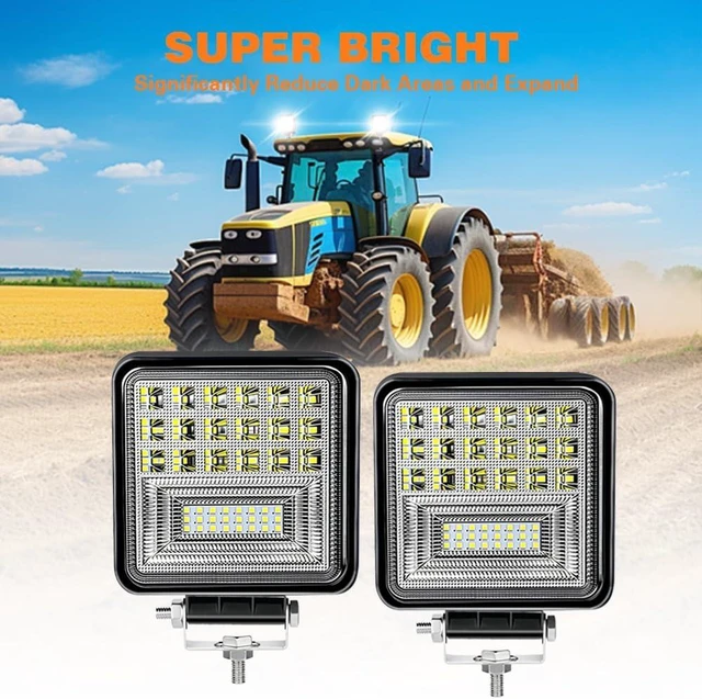 Alt view image 4 of 7 - LED Tractor Work Light 4 Inch 126W LED Light Pod 12V 24V Square Light Bars Spot Flood Off Road Lights Led Pods Driving Fog Light for Truck Golf Car RV Boat Grain Drill, Mower, Snowplow, 10Pcs