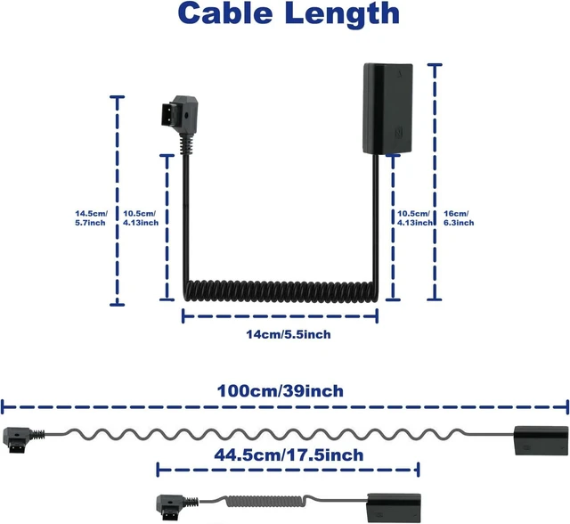 Alt view image 3 of 7 - NP FZ100 Dummy Battery to D tap Coiled Power Cable for FX3 A7III A7RIII A7SIII A7C A7IV A9 Camera