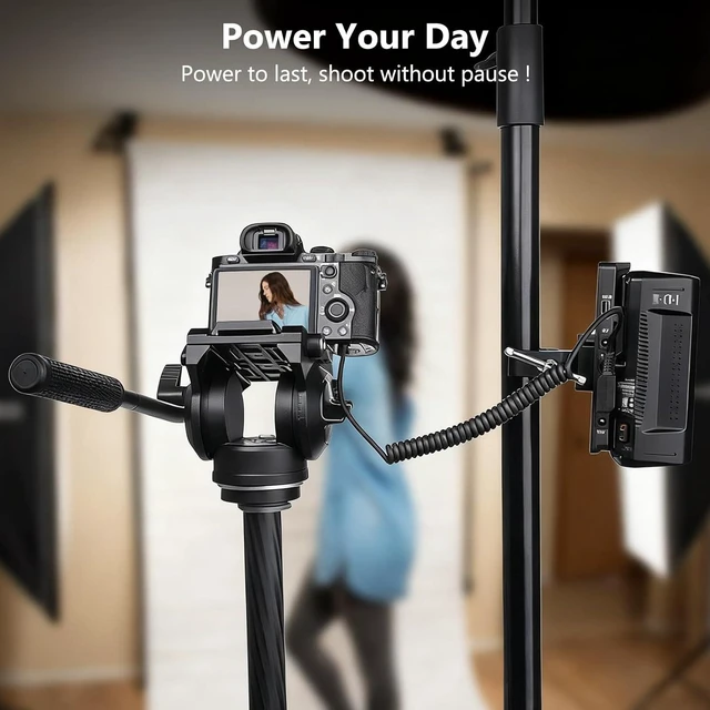 Alt view image 2 of 7 - NP FZ100 Dummy Battery to D tap Coiled Power Cable for FX3 A7III A7RIII A7SIII A7C A7IV A9 Camera