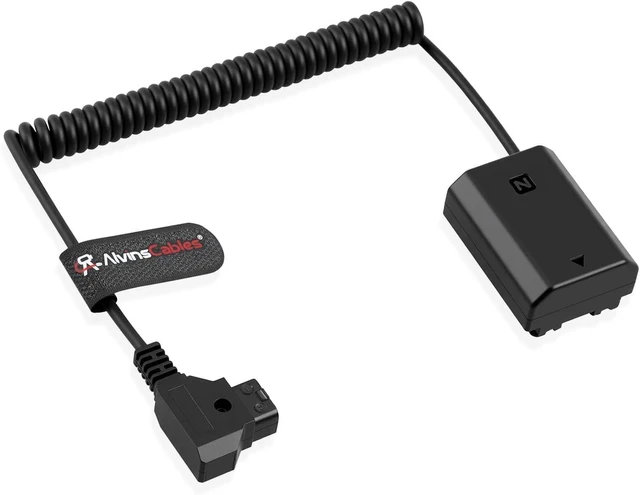 Main image of NP FZ100 Dummy Battery to D tap Coiled Power Cable for FX3 A7III A7RIII A7SIII A7C A7IV A9 Camera