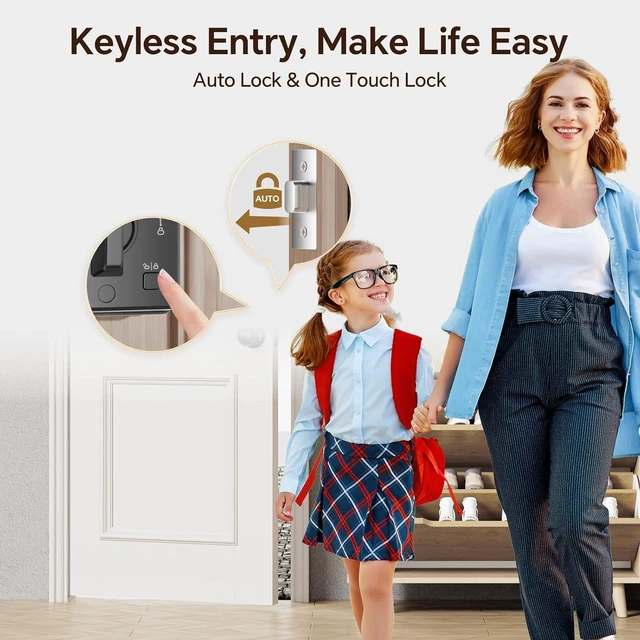 Alt view image 6 of 7 - Keyless Entry Door Lock Set WiFi Smart App Control Door Lock for Front Door Keypad Deadbolt with 2 Knobs Auto Lock One Time Codes Easy Install, Black