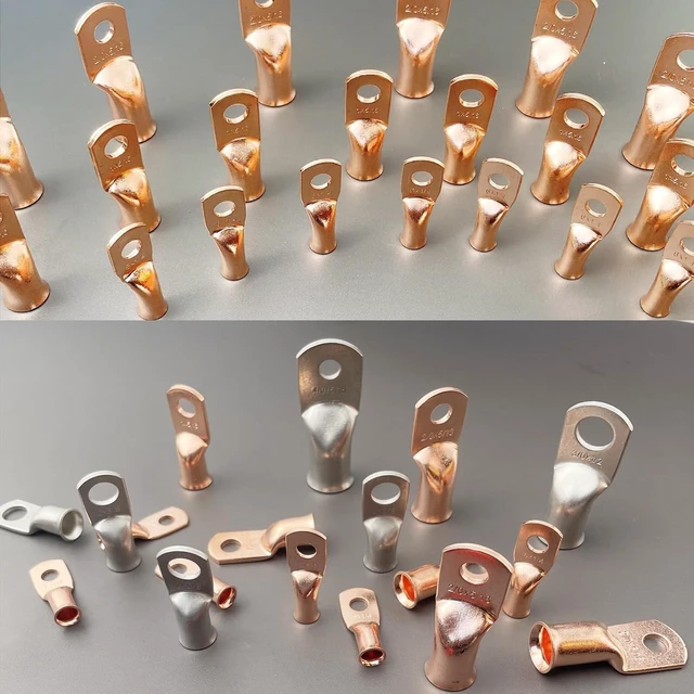 Alt view image 6 of 6 - 2/0 AWG 3/8" Stud (25 pcs.), Heavy Duty Copper Wire Lugs 00 Gauge Ring Terminal 2/0 Copper Wire Lugs Battery Cable Ends