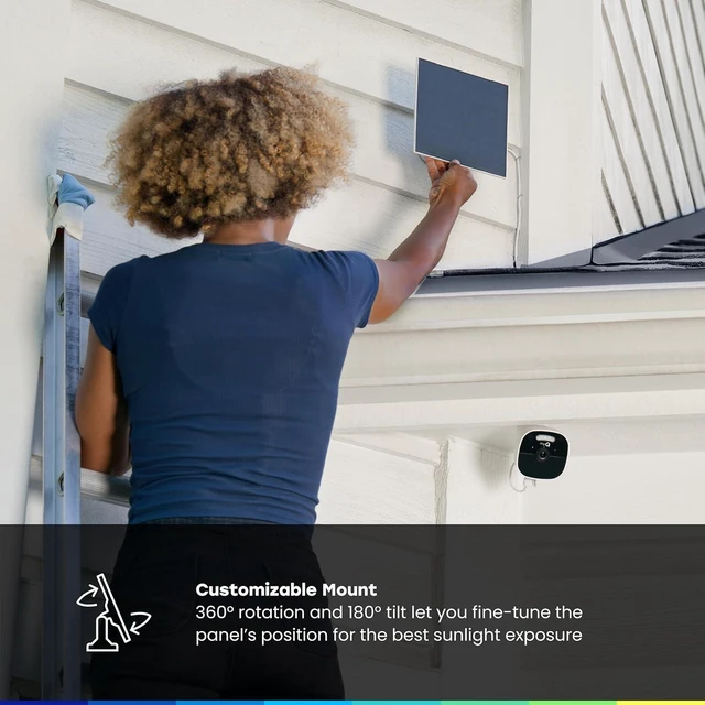 Alt view image 4 of 5 - myQ Solar Panel for myQ Outdoor Battery Camera, 6.5 Foot (2m) USB-C Cable, Waterproof, 3.8W and 5V, 360° Rotation & 180° Tilt