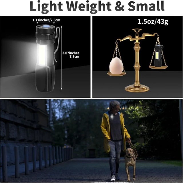 Alt view image 2 of 7 - 20 Pack Small Rechargeable Flashlight Mini Led Flashlight Bright Clip-On Light EDC Flash Light with Side Cob Light for Camping Home Emergency