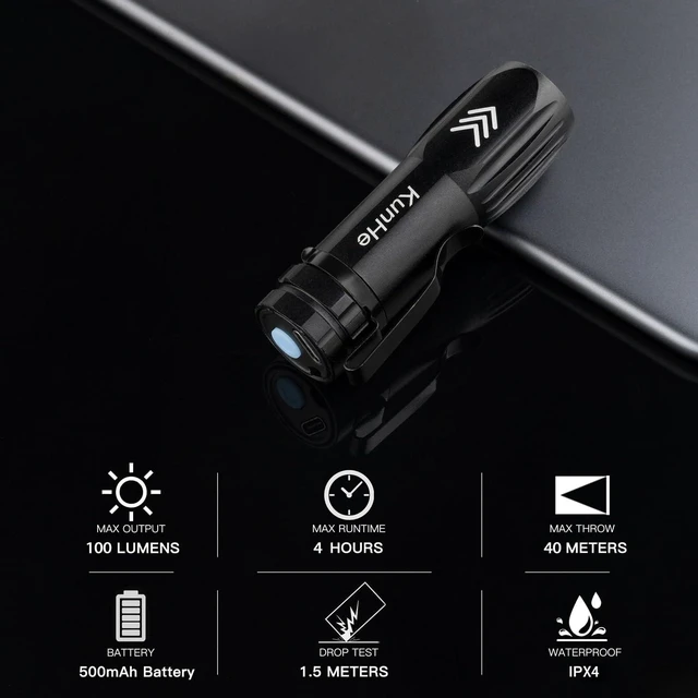 Alt view image 4 of 7 - 20 Pack Small Rechargeable Flashlight Mini Led Flashlight Bright Clip-On Light EDC Flash Light with Side Cob Light for Camping Home Emergency