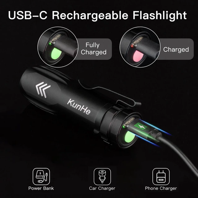 Alt view image 5 of 7 - 20 Pack Small Rechargeable Flashlight Mini Led Flashlight Bright Clip-On Light EDC Flash Light with Side Cob Light for Camping Home Emergency