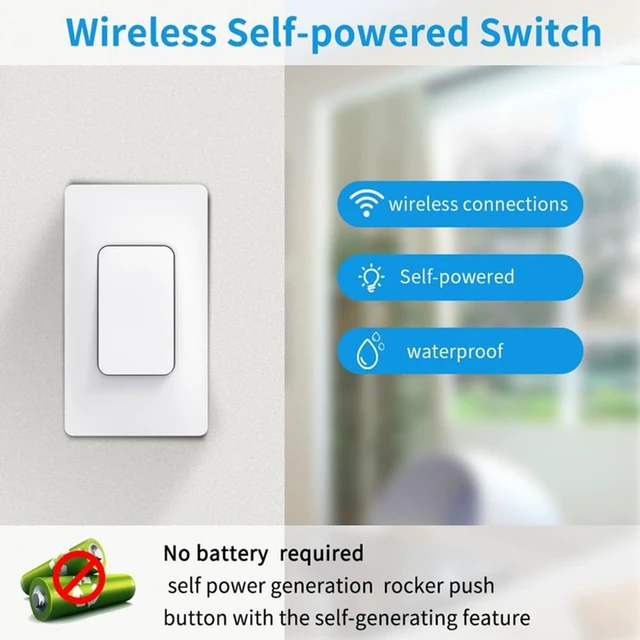Alt view image 2 of 7 - Self Powered Wireless Light Switch Kit Remote Light Switches Wireless No Wiring No Battery Kinetic Light Switch Wireless Radio Wall Switches for Home Lighting