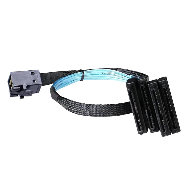 Alt view image 5 of 5 - Mini-SAS to SAS-Cable: 0.5M SFF-8643 to SAS SFF-8643 to SFF-8482 Connector 4X SFF-8482 with SATA Power Adapter Cable (1.6FT) (Pack of 2)