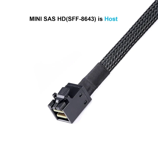 Alt view image 2 of 5 - Mini-SAS to SAS-Cable: 0.5M SFF-8643 to SAS SFF-8643 to SFF-8482 Connector 4X SFF-8482 with SATA Power Adapter Cable (1.6FT) (Pack of 2)