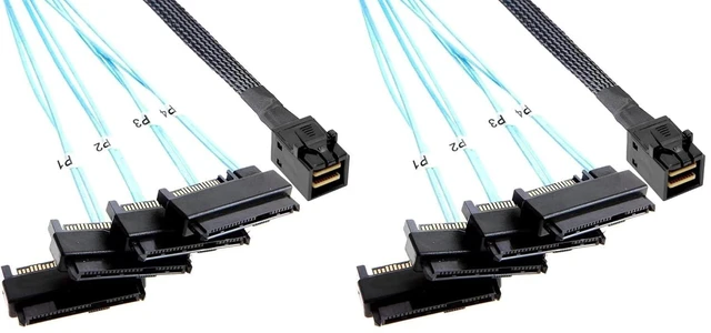Main image of Mini-SAS to SAS-Cable: 0.5M SFF-8643 to SAS SFF-8643 to SFF-8482 Connector 4X SFF-8482 with SATA Power Adapter Cable (1.6FT) (Pack of 2)