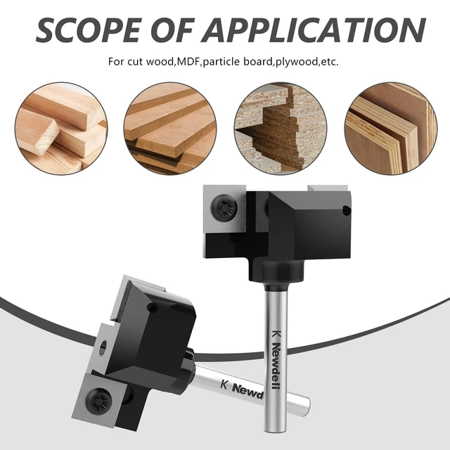 Alt view image 7 of 7 - CNC Spoilboard Surfacing Bit, 1/4" Shank, 1-1/2" Cutting Diameter, 2-Wing Carbide Slab Flattening Bit with 1/2" to 1/4" Collet Reduction Sleeve