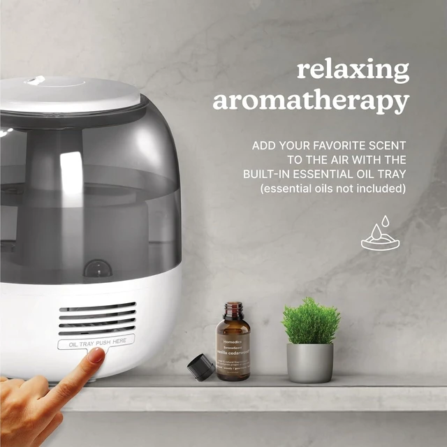Alt view image 7 of 7 - Ultrasonic Top Fill Humidifier, Cool Mist, 360° Nozzle, Up to 25 Hour Runtime, for Large Room, Bedroom, Nursery, Plants