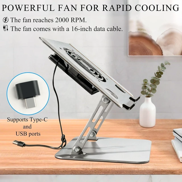 Alt view image 5 of 7 - Laptop Stand for Desk, Laptop Riser with Active Cooling Fan, Widely Compatible with MacBook and Other Computer AccessoriesComputer Stand for Laptop