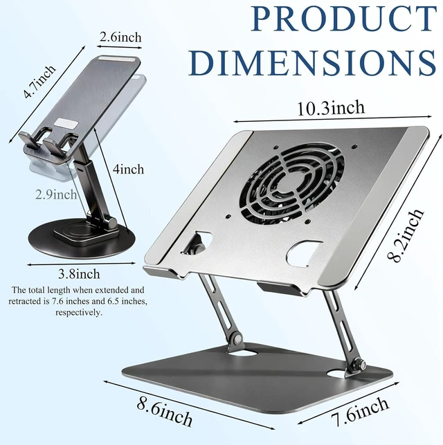 Alt view image 2 of 7 - Laptop Stand for Desk, Laptop Riser with Active Cooling Fan, Widely Compatible with MacBook and Other Computer AccessoriesComputer Stand for Laptop