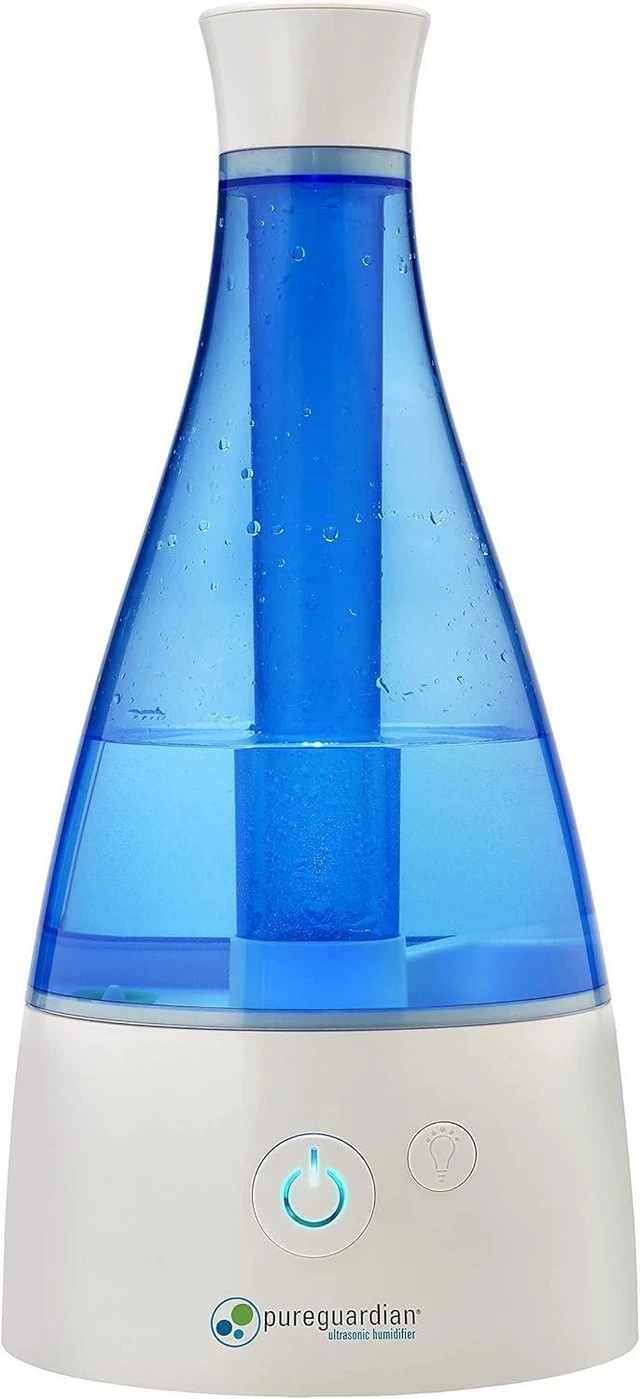 Main image of PureGuardian Ultrasonic Cool Mist Humidifier, 30 Hrs. Run Time, 0.5 Gal. Tank Capacity, 350 Sq. Ft. Coverage, Small Rooms, Quiet, Filter Free, Silver Clean Treated Tank, H940AR
