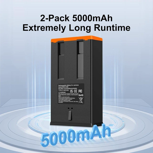 Alt view image 2 of 6 - 2-Pack MMA-EM8 Battery Replacement, 5000mAh Rechargeable Battery for Moultrie Edge Cellular Trail Camera Edge Edge PRO Edge 2 Edge 2 PRO