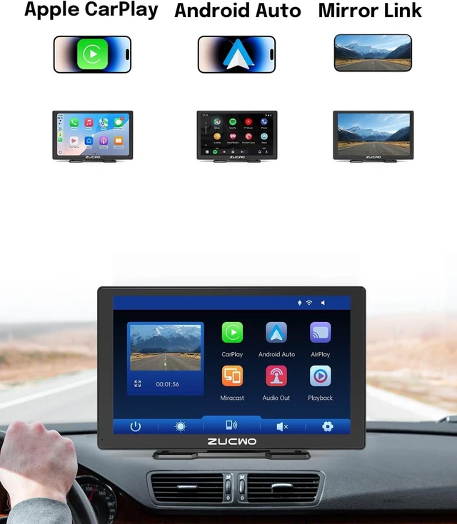 Alt view image 5 of 6 - 9 Inch Wireless CarPlay Screen for Car, CarPlay & Android Auto Touch Screen Car with Backup Camera, Bluetooth, Navigation, Mirror Link Voice Control