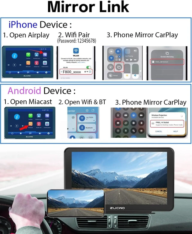 Alt view image 4 of 6 - 9 Inch Wireless CarPlay Screen for Car, CarPlay & Android Auto Touch Screen Car with Backup Camera, Bluetooth, Navigation, Mirror Link Voice Control