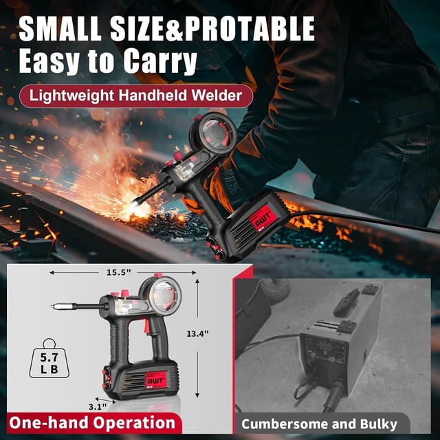 Alt view image 2 of 5 - 100A Handheld MIG Welder Machine,110V Flux Core MIG Welder Machine,Portable Gasless MIG Welding Machine,Hand Held Inverter Wire Feed Welder