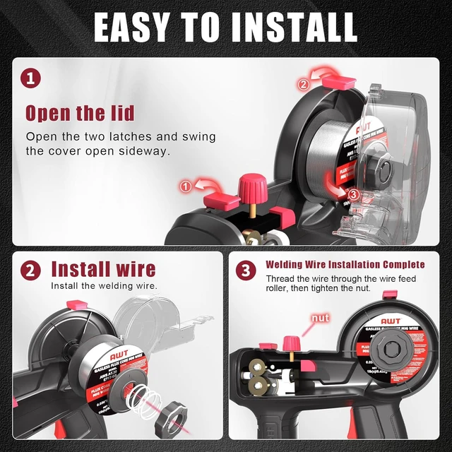 Alt view image 3 of 5 - 100A Handheld MIG Welder Machine,110V Flux Core MIG Welder Machine,Portable Gasless MIG Welding Machine,Hand Held Inverter Wire Feed Welder