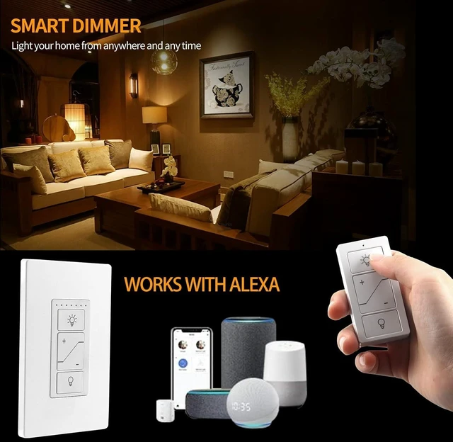 Main image of Dimmer Switch, Remote Light Switch with Wireless Remote Control, Single Pole Smart Wireless Light Switch Support 2.4G&5G Compatible with Alexa